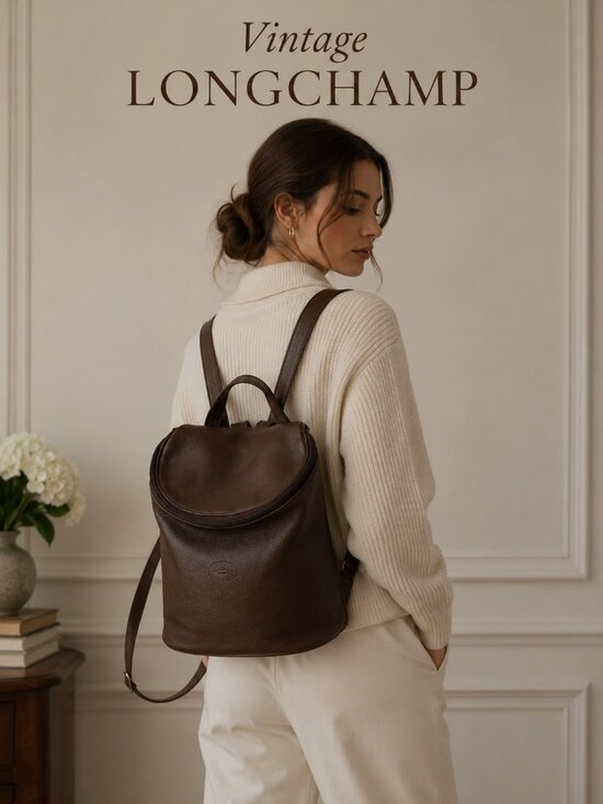 Longchamp Handbags - Longchamp Leather Backpack Brown Pebbled Leather Travel Daypack Convertible Bag
